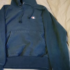 Blue Reverse Weave Champion Hoodie